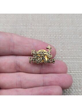 Vintage Gold Tone He Who Sings Prays Twice Religious Quote Clef Pin A8197